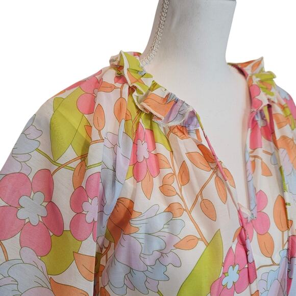 J. Marie XS Floral Long Sleeve Ruffle Tiered Babydoll Maxi Dress 70’s Size Small - Picture 5 of 13